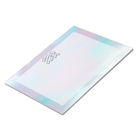 Aquarius Zodiac Symbol auf der Mutter der Perlende Notizblock (angewinkelt)