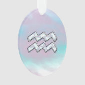 Aquarius Zodiac Symbol auf der Mutter der Perlende Ornament (Vorderseite)