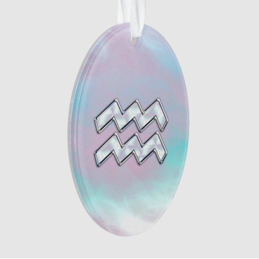 Aquarius Zodiac Symbol auf der Mutter der Perlende Ornament (Vorderseite)