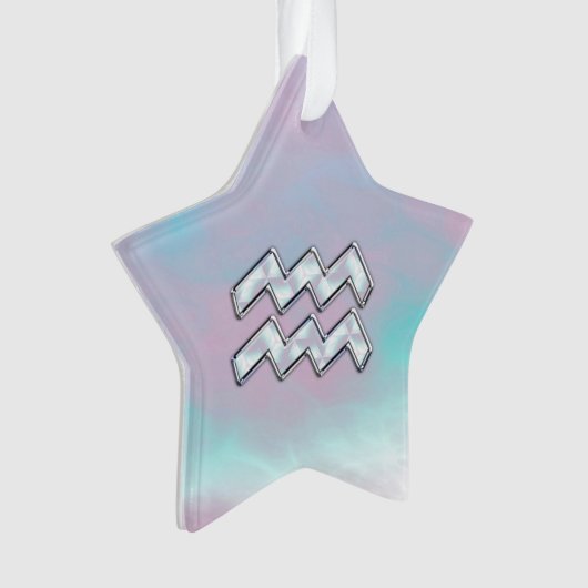 Aquarius Zodiac Symbol auf der Mutter der Perlende Ornament (Vorderseite)