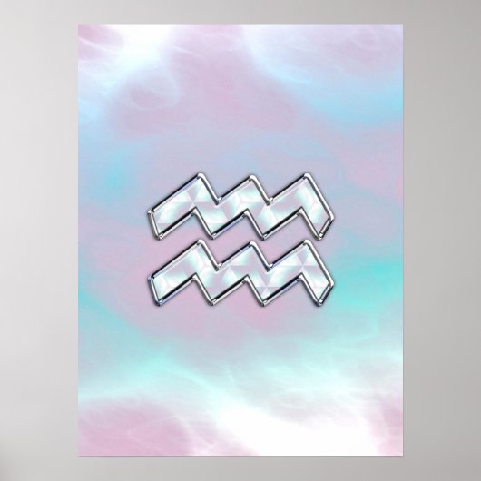 Aquarius Zodiac Symbol auf der Mutter der Perlende Poster (Vorne)