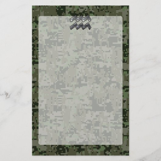 Aquarius Zodiac-Symbol auf der olivengrünen digita Briefpapier (Vorderseite)