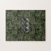 Aquarius Zodiac-Symbol auf der olivengrünen digita Puzzle (Horizontal)