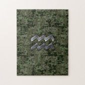 Aquarius Zodiac-Symbol auf der olivengrünen digita Puzzle (Vertikal)