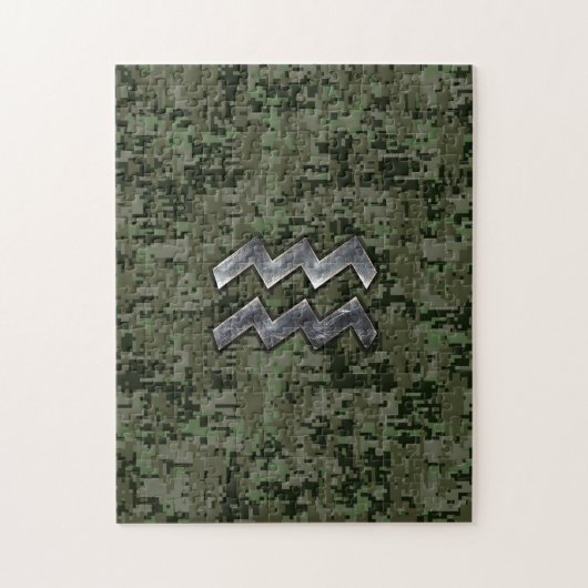 Aquarius Zodiac-Symbol auf der olivengrünen digita Puzzle (Vertikal)