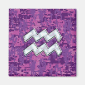 Aquarius Zodiac-Symbol auf der rosa digitalen Camo Magnet (Vorne)