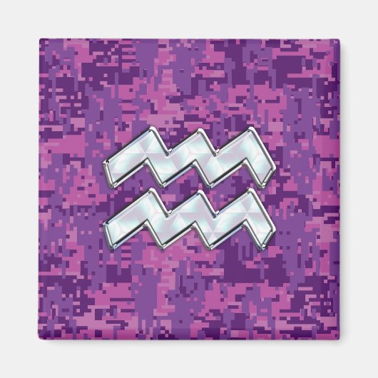 Aquarius Zodiac-Symbol auf der rosa digitalen Camo Magnet (Vorne)