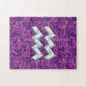 Aquarius Zodiac-Symbol auf der rosa digitalen Camo Puzzle (Horizontal)