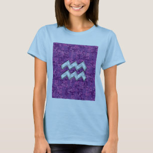 Aquarius Zodiac-Symbol auf der rosa digitalen Camo T-Shirt