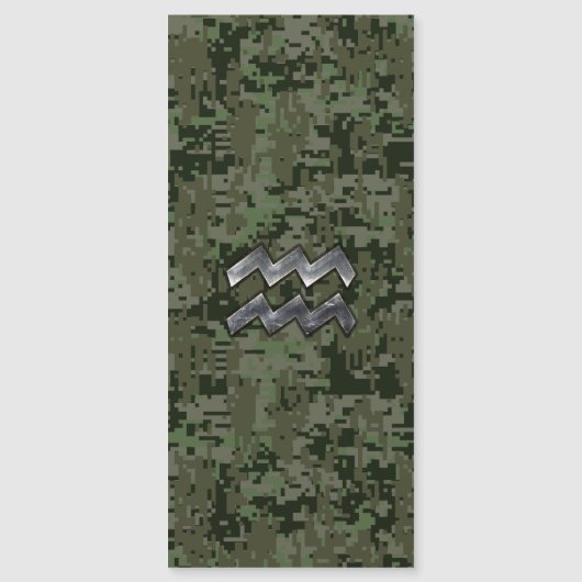 Aquarius Zodiac-Symbol auf grüner digitaler Camouf Magnetkarte (Vorderseite)