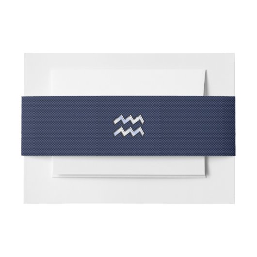 Aquarius Zodiac Symbol auf Navy Blue Carbon Fibre Einladungsbanderole (Vorderseite Beispiel)
