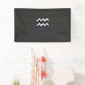 Aquarius Zodiac Symbol Carbon Fibre Decor Banner (Insitu)
