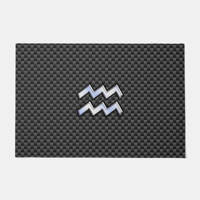Aquarius Zodiac Symbol Carbon Fibre Decor Fußmatte (Vorderseite)