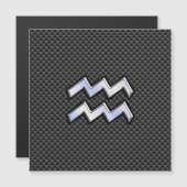 Aquarius Zodiac Symbol Carbon Fibre Decor Magnetkarte (Vorne/Hinten)