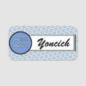 Aquarius Zodiac Symbol Element von K Yoncich Namensschild (Vorderseite)