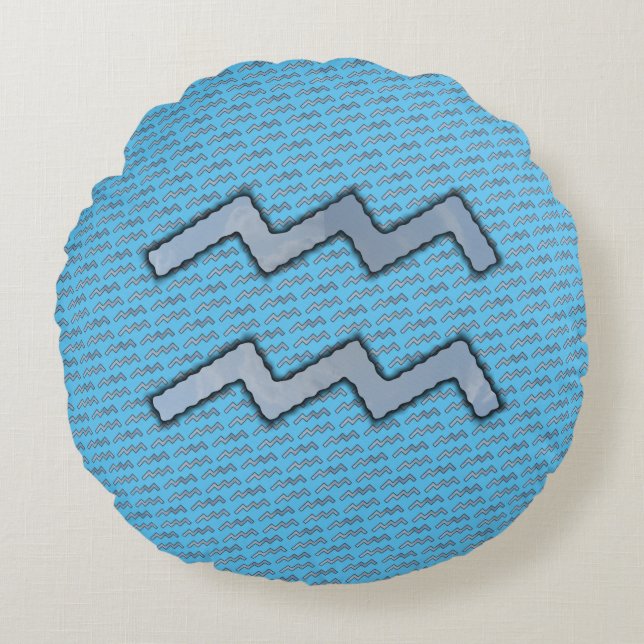 Aquarius Zodiac Symbol Element von Kenneth Yoncich Rundes Kissen (Vorderseite)