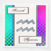 Aquarius Zodiac Symbol Element von Kenneth Yoncich Serviette (Vorderseite)