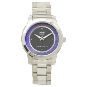 Aquarius Zodiac Symbol Galaxy Stars Custom Armbanduhr