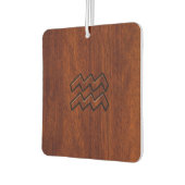Aquarius Zodiac Symbol Mahogany Wood Style Autolufterfrischer (Links)