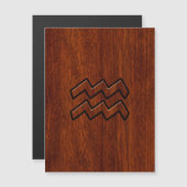 Aquarius Zodiac Symbol Mahogany Wood Style Magnetkarte (Vorne/Hinten)