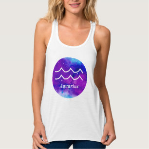 Aquarius Zodiac Symbol Space Nebula Tank Top