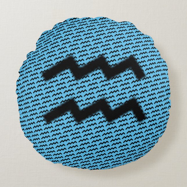 Aquarius Zodiac Symbol Standard von Kenneth Yoncic Rundes Kissen (Vorderseite)