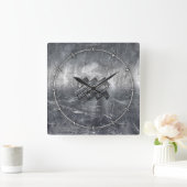 Aquarius Zodiac Symbol Stress Silber Steel Quadratische Wanduhr (Zuhause)