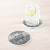 Aquarius Zodiac Symbol Stress Silber Steel Sandstein Untersetzer (Seite)