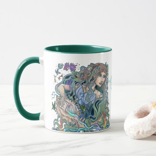 Aquarius Zodiac Tasse (Mit Donut)