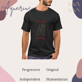 Aquarius Zodiac Typografie Gold Red Graphic Cool T-Shirt