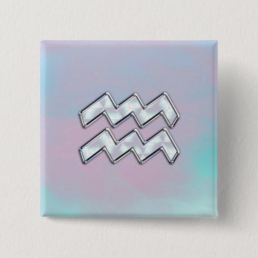 Aquarius Zodiac über Mutter von Perlenstil Button (Vorderseite)