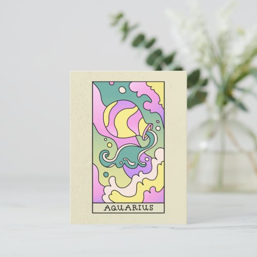 Aquarius Zodiac Unterzeichnung Abstrakter Kunst Vi Postkarte (Stehend Vorderseite)