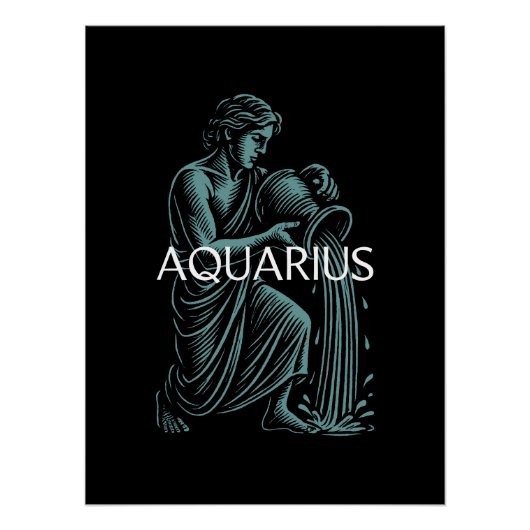 Aquarius Zodiac – Vintage Water Bearer Poster (Vorderseite)