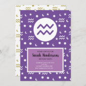 Aquarius-Zodiac-Vorlagenfarben Einladung (Vorne/Hinten)