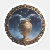 Aquarius Zodiac Water Bearer Runder Aufkleber (Vorderseite)