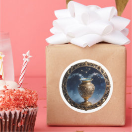 Aquarius Zodiac Water Bearer Runder Aufkleber