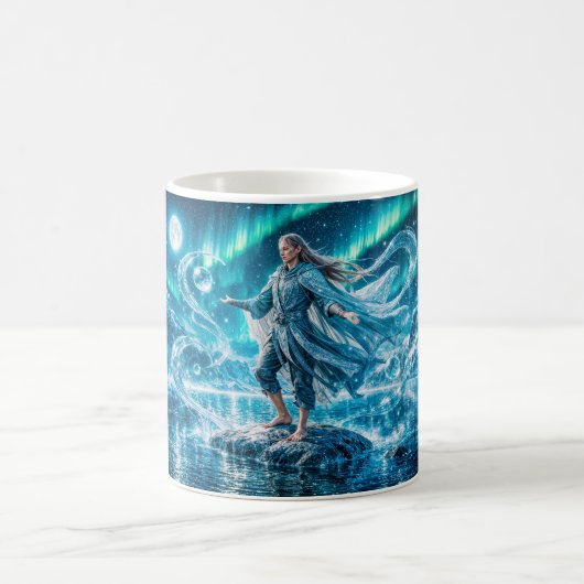 Aquarius Zodiac with Moonlit Water Mage and Celest Kaffeetasse (Mittel)