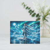 Aquarius Zodiac with Moonlit Water Mage and Celest Postkarte (Stehend Vorderseite)