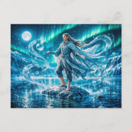 Aquarius Zodiac with Moonlit Water Mage and Celest Postkarte