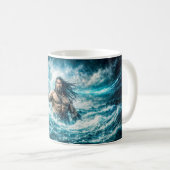 Aquarius Zodiac with Trident Warrior in Stormy Oce Kaffeetasse (VorderseiteRechts)