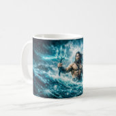 Aquarius Zodiac with Trident Warrior in Stormy Oce Kaffeetasse (Vorderseite Links)