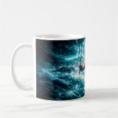 Aquarius Zodiac with Trident Warrior in Stormy Oce Kaffeetasse (Links)
