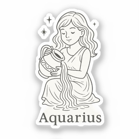 Aquarius Zodiac Woman Sticker (Vorderseite)