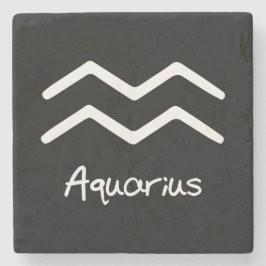 Aquarius Zodiac-Zeichen auf schwarzem Hintergrund Steinuntersetzer