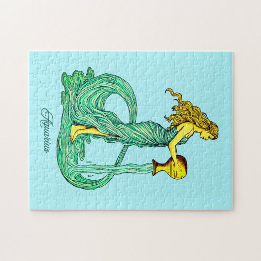 Aquarius Zodiac Zeichen, Frau mit fließendem Wasse Puzzle (Horizontal)