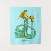Aquarius Zodiac Zeichen, Frau mit fließendem Wasse Wandteppich (Vorderseite)