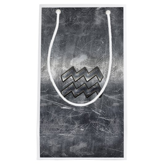 Aquarius Zodiac-Zeichen gestörter Silberstahl Kleine Geschenktüte (Vorderseite)