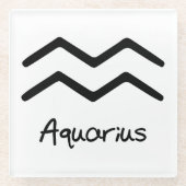 Aquarius Zodiac-Zeichen im weißen Hintergrund Glasuntersetzer (Vorderseite)
