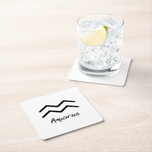 Aquarius Zodiac-Zeichen im weißen Hintergrund Rechteckiger Pappuntersetzer (Vor Ort)