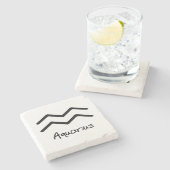 Aquarius Zodiac-Zeichen im weißen Hintergrund Steinuntersetzer (Seitenansicht)